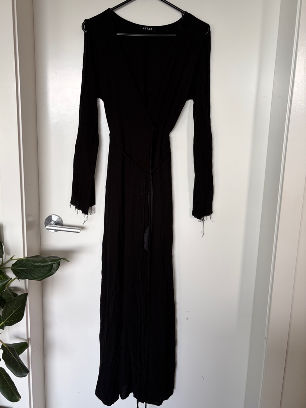 Black Long Sleeve Maxi Wrap Dress